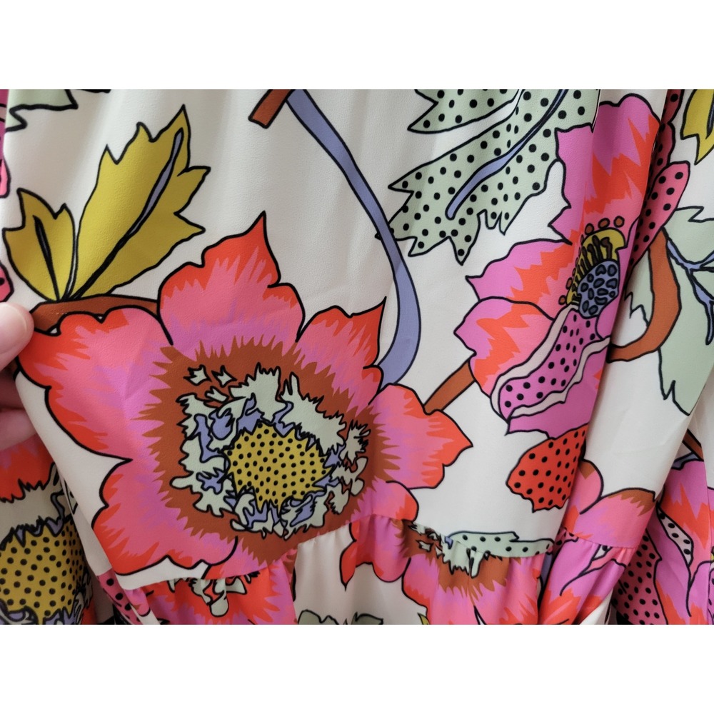Crosby by Mollie Burch Floral Polka Dot Maxi Dress Long Sleeve Belted Small - Picture 7 of 16
